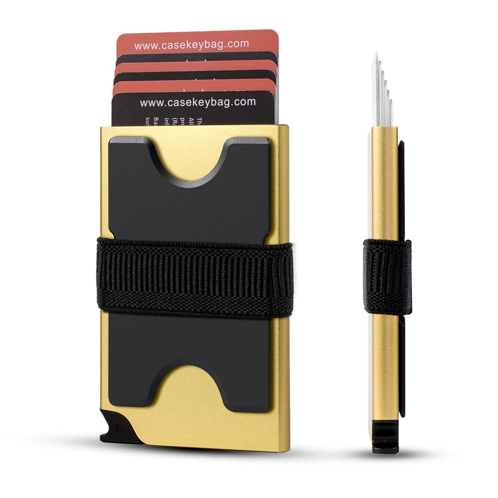 CASEKEY RFID Blocking Minimalist Metal Pop Up Wallet Slim Aluminium Card Holder Wallet with Expandable Backplate Holds 12+ Cards