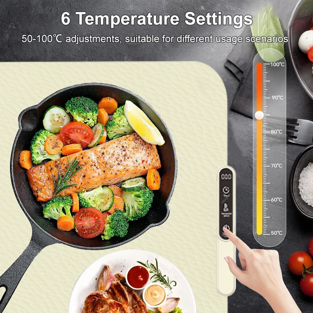 Food Warmer Electric Warming Plate Foldable Food Warmer Tray Fast Heating Electric Food Warming Mat Portable Food Warming Pad