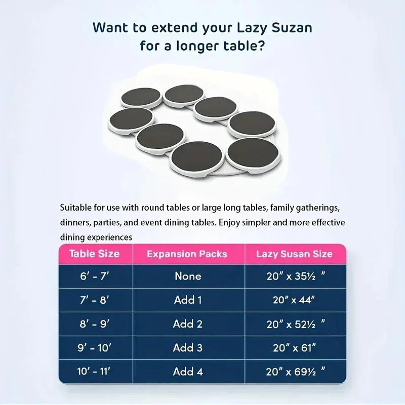 Kitchen Dining Table Turntable Kitchen Countertop Turntable 360 Degree Rotation Versatile Heat Resistant for Rectangular Table