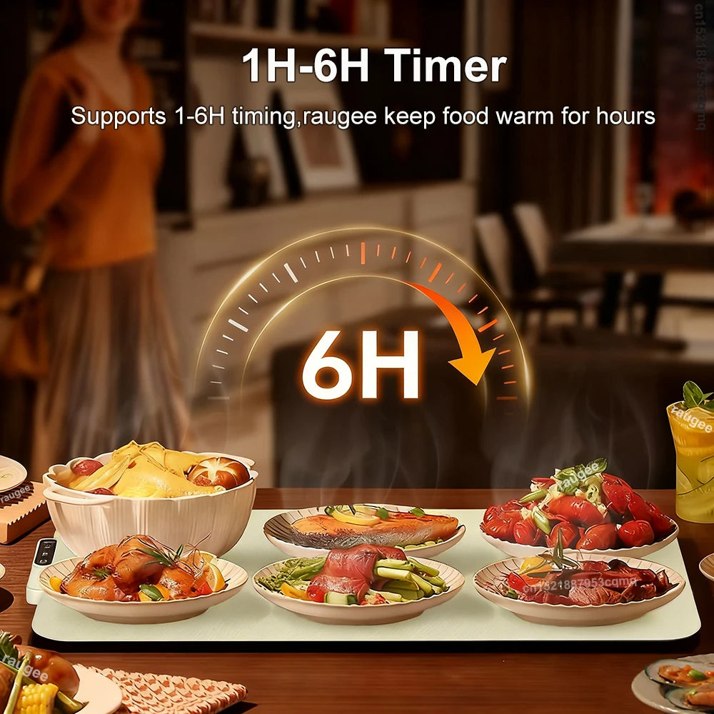 Food Warmer Electric Warming Plate Foldable Food Warmer Tray Fast Heating Electric Food Warming Mat Portable Food Warming Pad